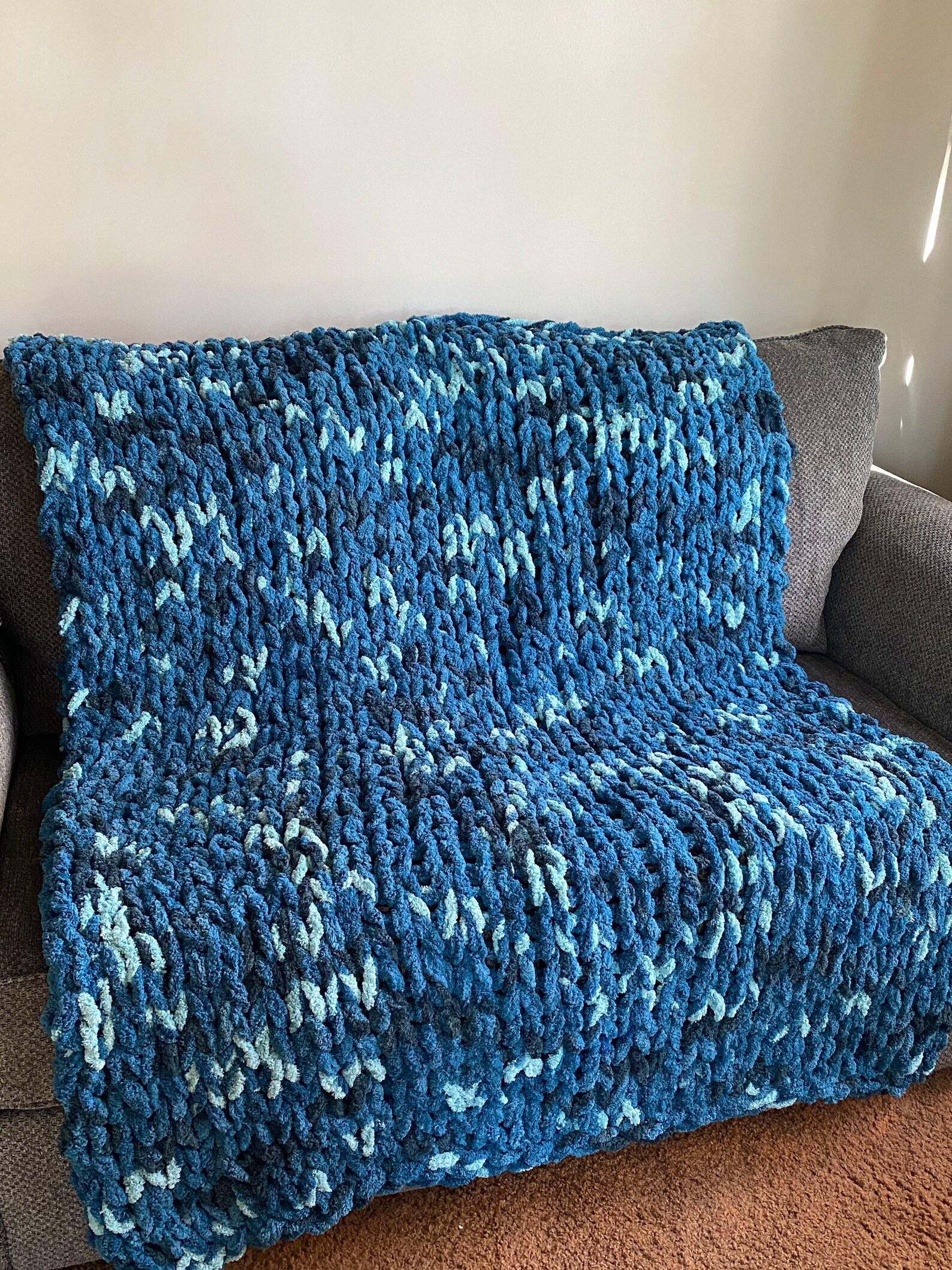 Chunky finger knit blanket Etsy