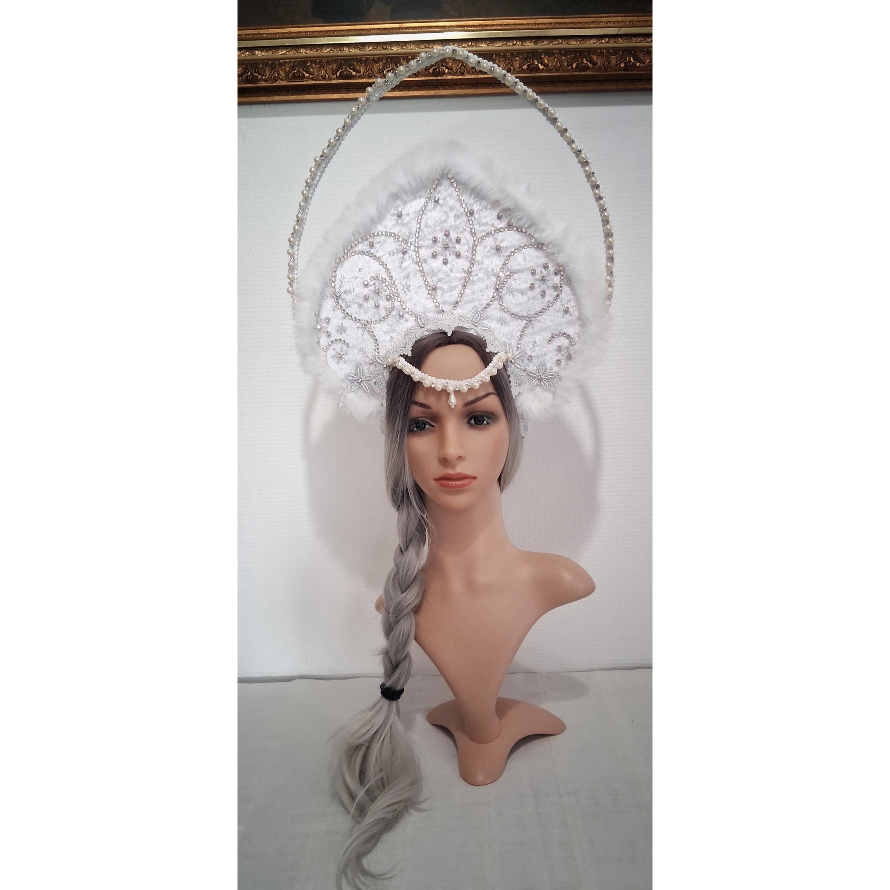 The header  the decoration  for head for costume Snow Queen, snegurochka Snegurochka Costume - Etsy main image 2
