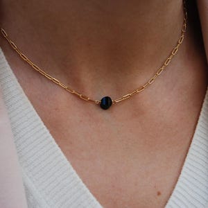 Onyx necklace, sterling silver necklace, dainty silver chain, gemstone necklace, silver 925 necklace, minimalist earrings