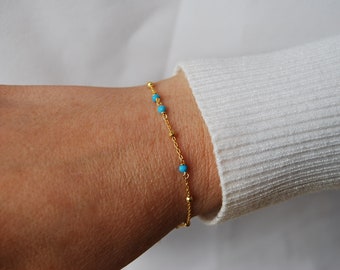 Turquoise bracelet, sterling silver 925 bracelet, stackable bracelet, minimalist braclet, dainty turquoise bracelet.