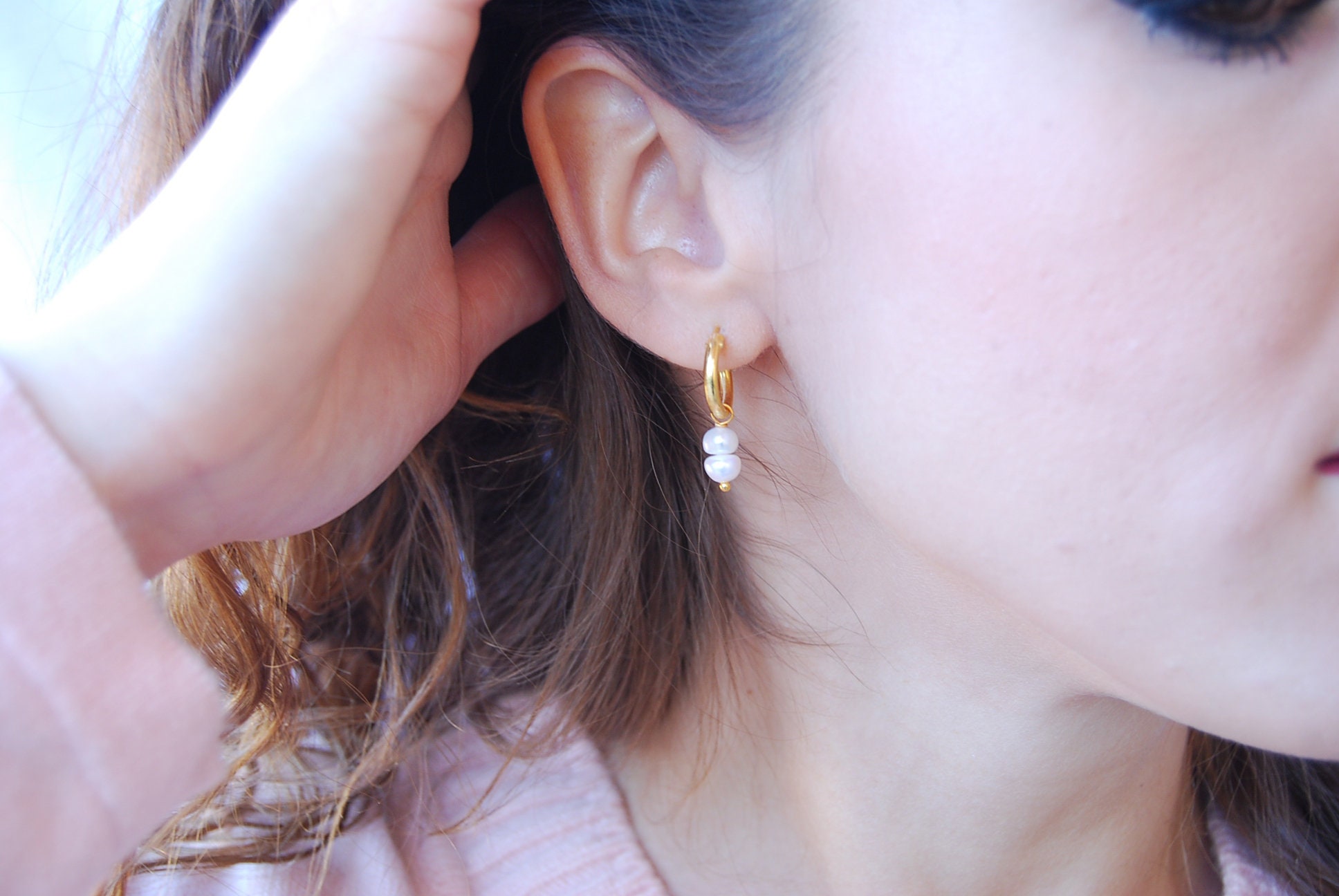SILVER925 PEARL HOOP EARRINGS /シルバー/ピアス Amazon.com: Rnivida 925 Sterling Silver Small Pearl Hoop