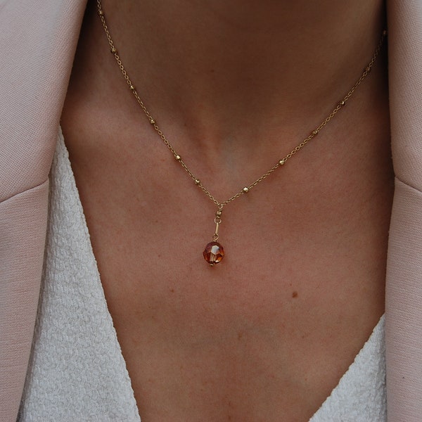 Swarovsky necklace, silver 925 necklace, gemstone necklace, dainty Y necklace, minimalist necklace, sterling silver necklace.