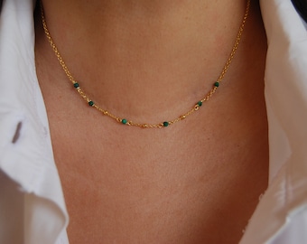 Dainty malachite necklace, sterling silver 925 necklace, gemstone necklace, minimalist necklace, delicate malachite necklace.
