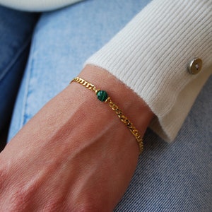 Malachite bracelet, sterling silver 925 bracelet, dainty malachite bracelet, minimalist bracelet.