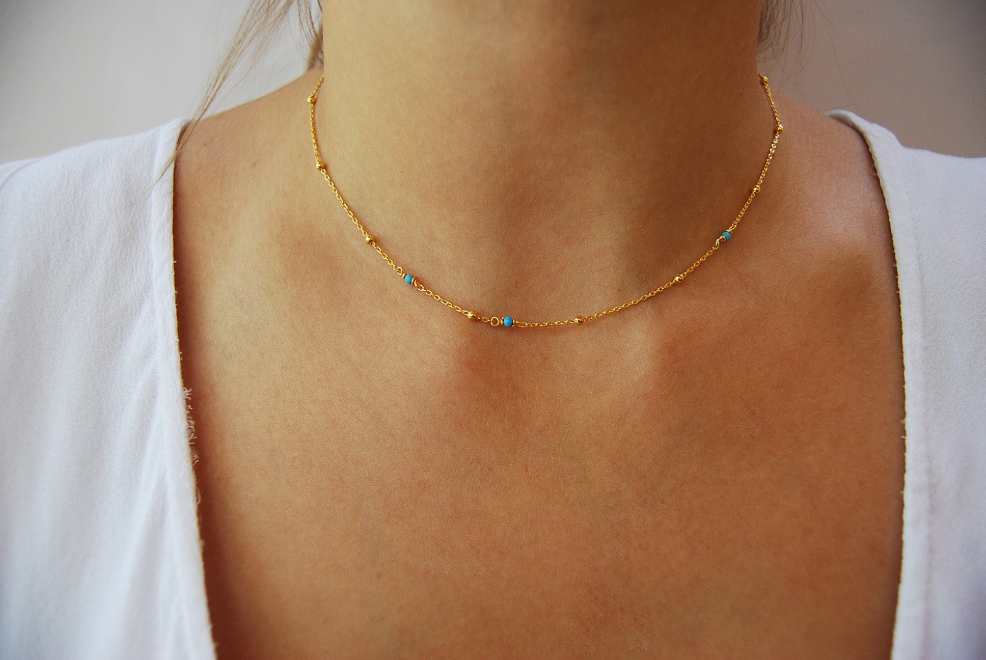 Delicate silver 925 necklace, turquoise necklace, minimalist necklace