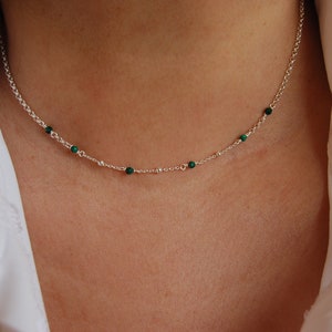 Dainty Malachite Necklace Sterling Silver 925 Necklace - Etsy
