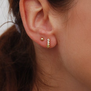 Boucles d’oreilles Silver 925 clous, boucles d’oreilles cz, boucles d’oreilles en argent sterling, boucles d’oreilles tiny clods, boucles d’oreilles minimalistes, ensemble 4 pièces