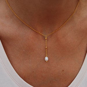 Pearls necklace, dainty long necklace, long layered necklace, sterling silver necklace, wedding necklace.