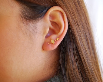 Silver ear climber, sterling silver earrings, minimalist earrings.