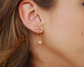 Hoops earrings, sterling silver hoops earrings, balls earrings, 925 hoops earrings.