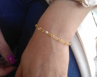 Silver 925 bracelet, pearls bracelet, minimalist bracelet, delicate silver bracelet.