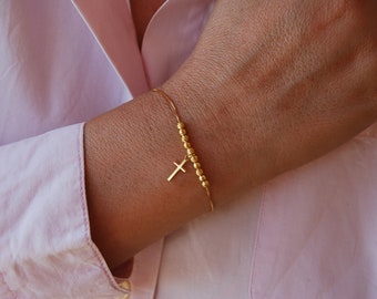 Bracelet croix, bracelet en argent 925, bracelet minimaliste, bracelet en argent sterling, bracelet croix délicat