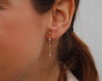 Aquamarine earrings, silver 925 earrings, dainty long earrings, wedding earrings, sterling silver earrings, gemstone earrings.