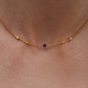 Collier rubis, collier en argent 925, collier en argent minimal, collier de pierres précieuses, collier de rubis délicat.