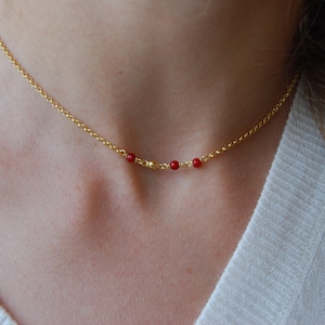 Red coral necklace, silver 925 necklace, minimalist necklace, sterling silver necklace.