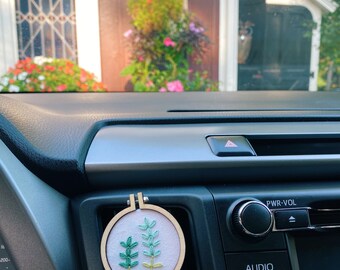 Embroidered Car Diffuser Vent Clip, Essential Oil, Lavender Embroidery, Car Air Freshener, Car Accessories