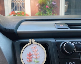 Embroidered Car Diffuser Vent Clip, Essential Oil, Lavender Embroidery, Car Air Freshener, Car Accessories