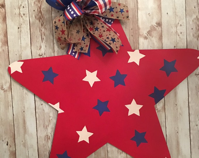 Patriotic Star Door Hanger/usa Wood Door Hanger/star Door Etsy
