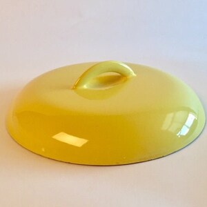 Mid Century Descoware Yellow Cast Iron Lid Made in Belgium. Dutch oven skillet lid