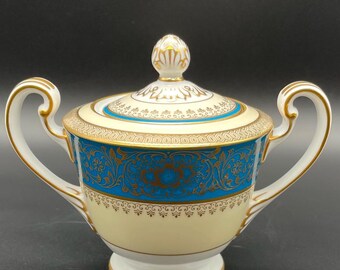 Noritake Vornay Blue Mini Sugar Bowl with Lid