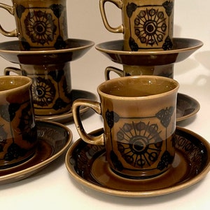 Stavangerflint Demitasse Cups and Saucers Sets - 2, Stavangerflint Sera, Mid Century, Scandinavian Design