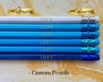 Personalized Gold Foil Pencils: Christmas Gift for Kids Teacher - Free Shipping