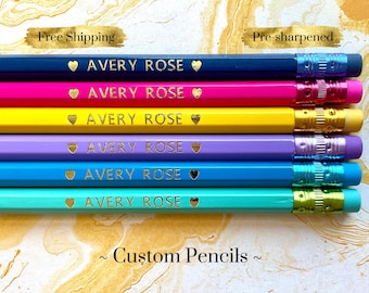 Juego de lápices personalizados, papelería, regalo para niños, regalo para niñas preadolescentes, regalo para Navidad, cumpleaños, aula.