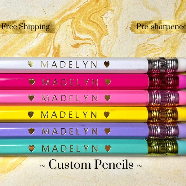 Personalized Gold Foil Pencils: Custom Hexagon Pencils