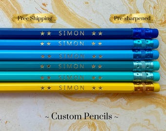 Custom Pencils Personalized, Embossed, Stamped,  Engraved Back to School, Gift, Wedding, Shower, Birthday, Teacher gift, Teacher, Free