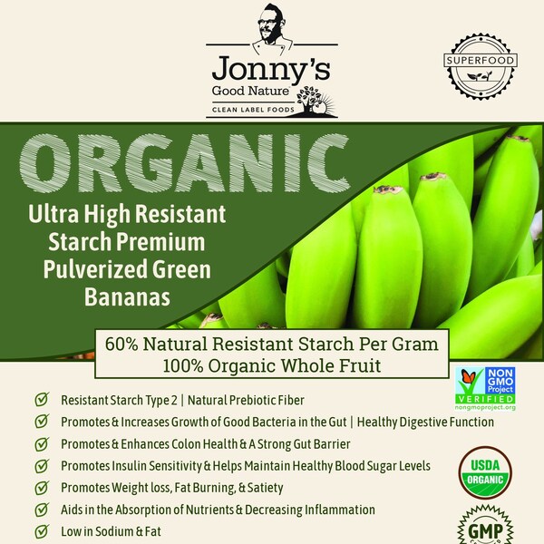 JGN Organic Ultra High Resistant Starch Premium Pulverized Green Bananas | Cleanest, Most Concentrated, & Most Affordable Natural Prebiotic