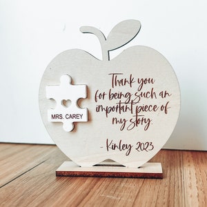 Thank you teacher, piece of my story sign, teacher gift, teacher appreciation gift, end of year teacher gift, puzzle piece sign, puzzle sign