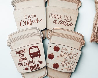 End of school year gift, gift for bus driver, gift for teacher, gift card holder, coffee gift card, thanks a latte, teacher gift idea,