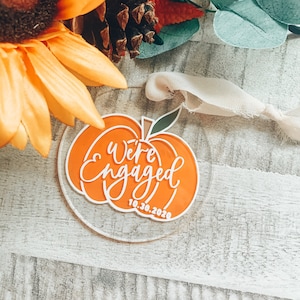 We&#39;re Engaged Ornament, Pumpkin Ornament, October Engagement Ornament, Personalized Ornament, Custom Pumpkin Ornament, Christmas Tree