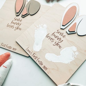 Souvenir de la première empreinte de pas de bébé à Pâques, décoration DIY 3D (20 x 20 pouces)