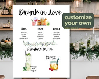 Editable Wedding Bar Menu Template: Signature Drinks Sign (3000+ Images)
