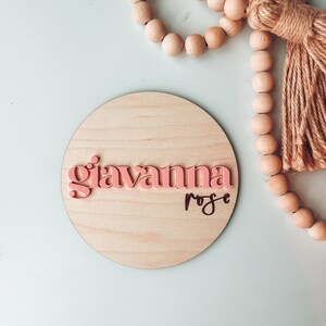 3D Baby Name Announcement Sign: Engraved Wood, Modern Nursery Decor