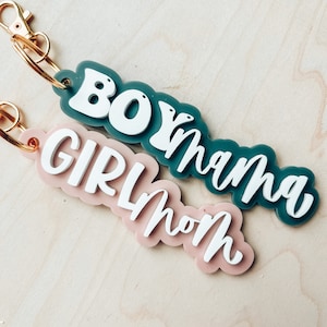Mom Keychain, Custom Name, Acrylic, Name Keychain, Cheer Mom, Soccer Mom, Dance Mom, Girl Mom, Mother&#39;s Day Gift, Gifts for Mom, Boy Mama