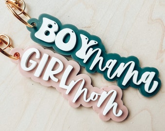 Mom Keychain, Custom Name, Acrylic, Name Keychain, Cheer Mom, Soccer Mom, Dance Mom, Girl Mom, Mother's Day Gift, Gifts for Mom, Boy Mama