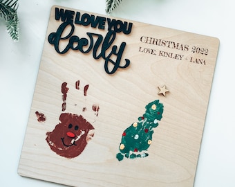 Personalized Reindeer Handprint Sign, Christmas Craft, Grandparent Gift