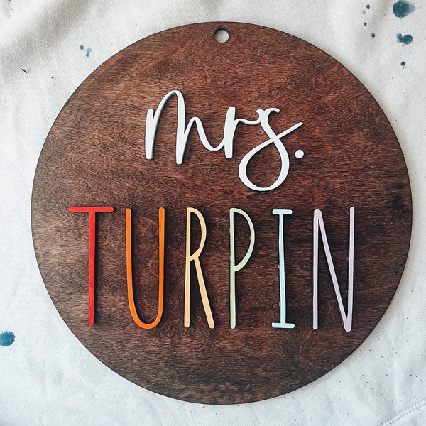 Custom Teacher Name Sign, Classroom Teacher Gift, Teacher Door Sign, Gift For Teacher, Pastel Teacher Sign, 1st Grade, 2nd Grade, 3rd Grade