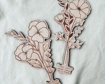 Wooden Birth Flower Sign: Personalized Baby Stats, Nursery Decor