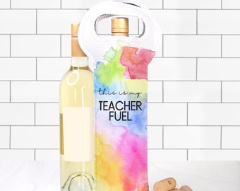 This is my teacher fuel wine tote - funny teacher gift, teacher appreciation, end of the school year gift, end of school teacher gift, wine