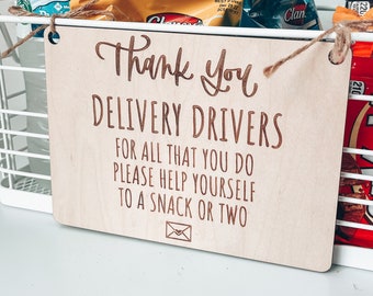 Laser Cut Wood Thank You Delivery Driver Sign