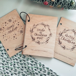 Personalized Engraved Wooden Christmas Card Keeper Album