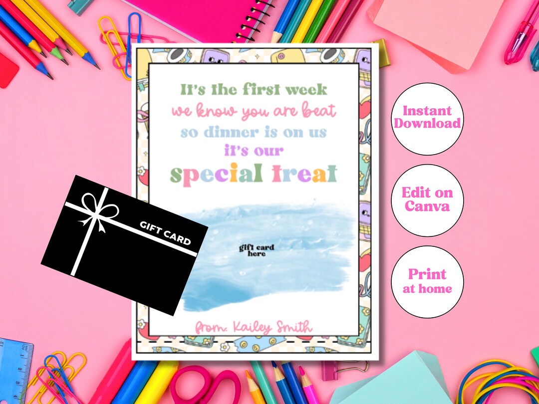 Printable Teacher Gift Card Holder • Back to School Treat (digital ...