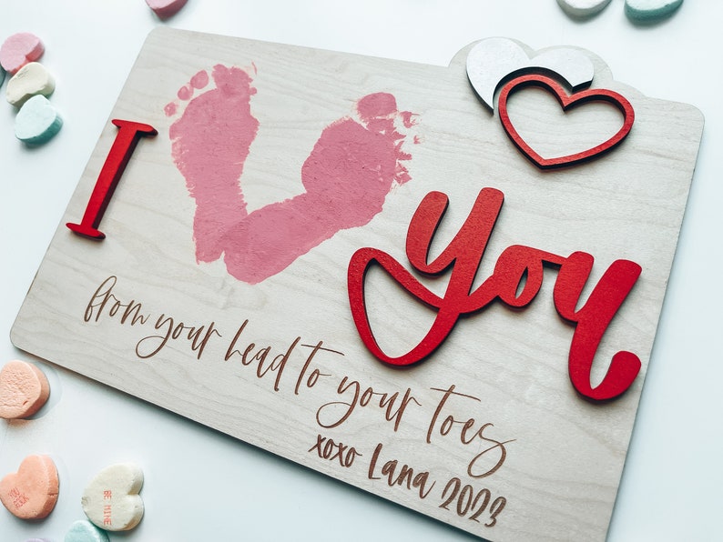 I Love You From Your Head to Your Toes Sign, Footprint Craft, Baby's