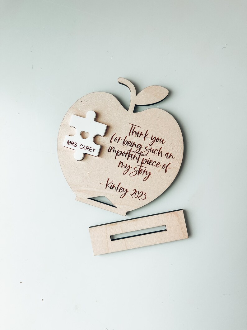 Personalized Teacher Appreciation Apple Sign, Puzzle Piece Gift - Etsy
