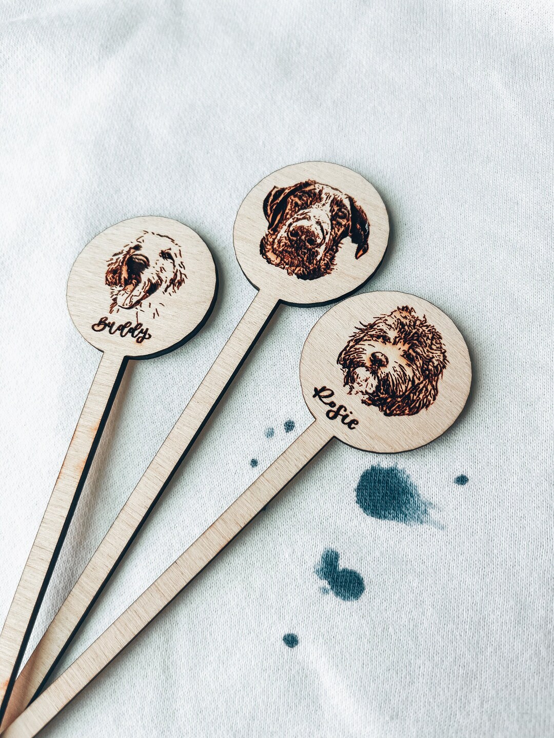 Dog Drink Stirrers, Dog Engraved, Engraved Wood, Wedding Decor, Wedding