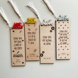 Personalized Teacher Bookmark: Maple Wood, Custom Name, Teacher Appreciation, Christmas Gift for Teacher