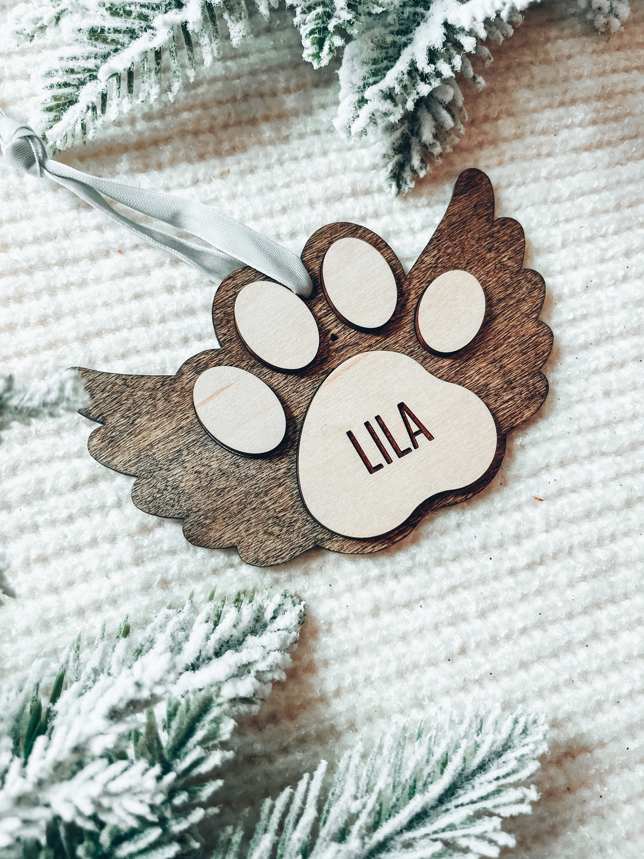 Personalized Paw Print Ornament, Engraved Pet Memorial Ornament - Etsy